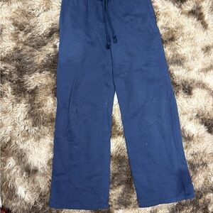 Navy Wide-Leg Drawstring Pants
